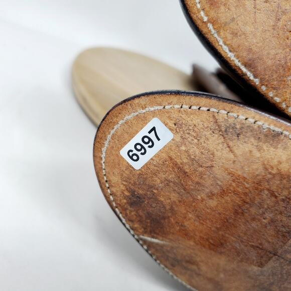 Sanders Boots Men 9.5 E WIDE Two Tone Brown Leather Retro Cowboy Western Vintage - Picture 16 of 16